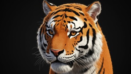 Fototapeta premium Close-up portrait of a majestic tiger with striking features.