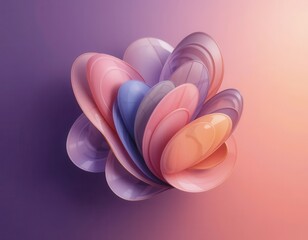 Fototapeta premium Abstract Pastel Shapes Design Soft Pink Purple and Orange 3D Rendered Flower like Composition