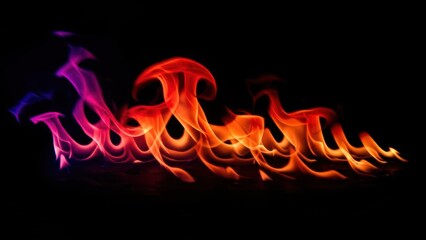 Fototapeta premium An abstract image of colorful flames dancing against a dark background.