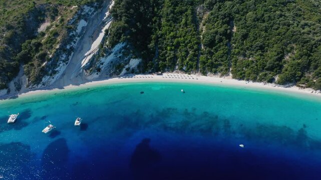 Aerial view of Gidaki beach in Ithaca island, Greece