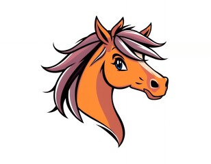 Cartoon Horse Head Vector Illustration with Bold Outline and Colors