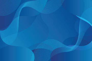 Abstract blue wavy glowing lines on a blue background.