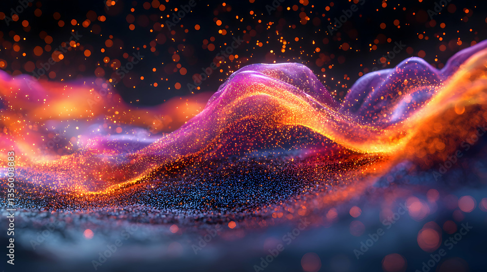 Poster abstract digital art piece of undulating energy fields. ideal as a modern background or visual eleme