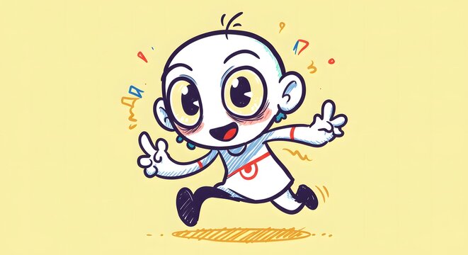 Colorful and whimsical monster character with vibrant rainbow fur, large expressive eyes, and a playful expression. Standing on a soft pink background.