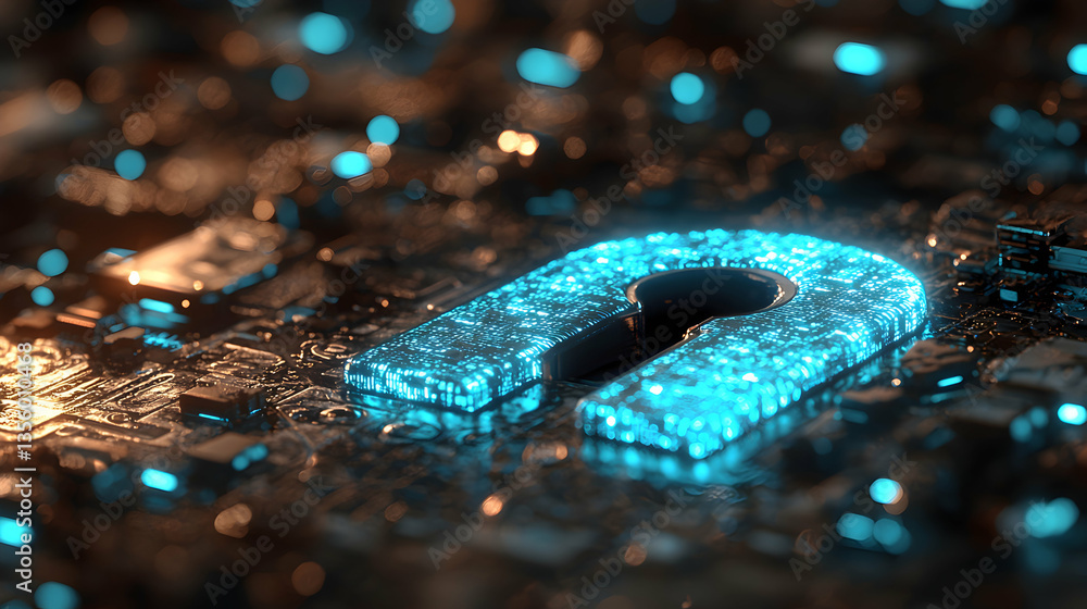 Poster abstract image of a glowing circuit component. great for technology themed websites presentations or