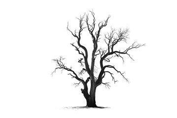 Obraz premium bare tree, dark branches, white background, isolated, no background