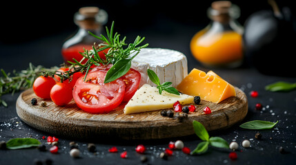 Artisan Cheese Platter with Tomatoes and Herbs