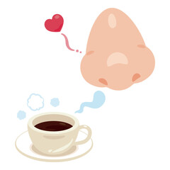 いい香りに反応する鼻のイラスト