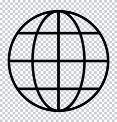 Simple Line Globe Icon - Minimalistic Global Symbol for Business, Technology, and Web Design