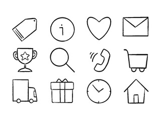 シンプルな手書き風ネットショップアイコンセット	