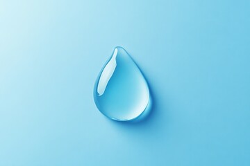 Single water drop on blue background.