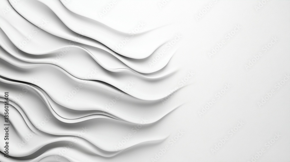 Poster abstract white wavy background with smooth curves and flowing lines.