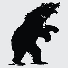 A bear standing tall, ready to fight  silhouette design vector art and illustration