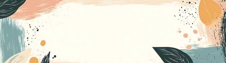 Obraz premium Abstract artwork featuring decorative leaves and brushstroke designs