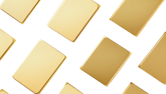 multiple gold-colored rectangular objects arranged on a flat surface creating a visually appealing pattern the objects appear to be sleek and polished suggesting a luxurious or high-value context