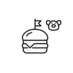 Craft cheeseburger with pork patty. Takeaway food, restaurant menu. Butcher meat. Pixel perfect, editable stroke vector icon