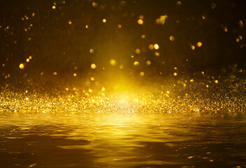 金色の水面と舞う金粉
