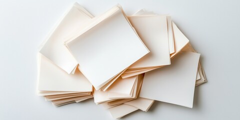 Creative blank cards office space photography minimalist top view