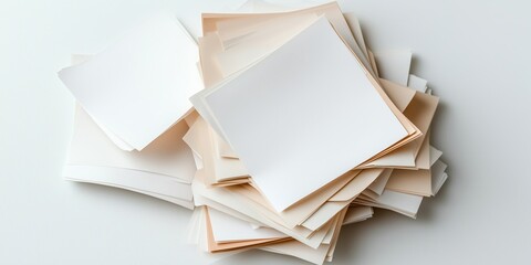 Paper stacking on white background