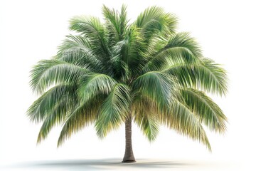 Obraz premium Lush palm tree with vibrant green leaves on a bright background during daytime