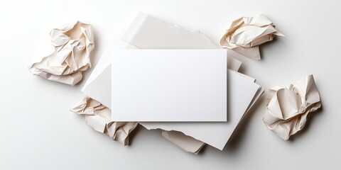 Paper display stacking blank space for text on white background