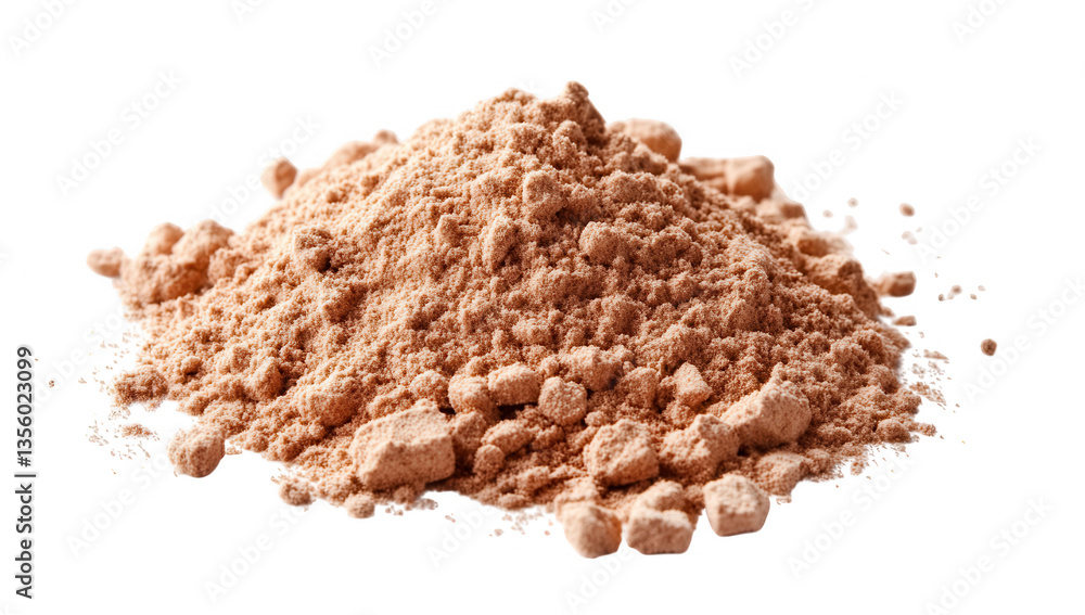 Poster a pile of fine brown powder likely a natural ingredient or spice is displayed against a white backgr