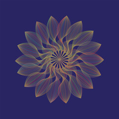 The vector background features colorful spiral waves forming abstract flowers, creating a mesmerizing, artistic, and visually stunning design for digital artwork, decorations, and creative projects.

