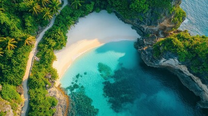 Secluded Tropical Cove with Crescent Beach and Turquoise Waters