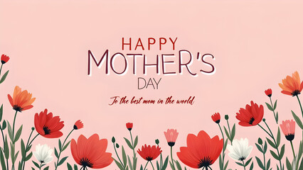 Mother's Day Floral Greeting Card Design with Elegant Tulip Flowers and Heartfelt Message &ndash; Perfect for May 12 Celebration