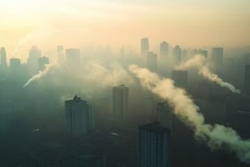 Fototapeta premium city with haze at dawn