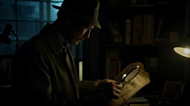The detective used a magnifying glass to examine the clues closely, searching for vital evidence.