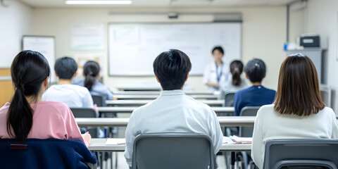 Professional medical teachers/professors are lecturing in the classroom, passing on knowledge, education, medicine, doctors, scientific research, classroom, business, advertising, posters, wallpaper