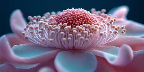 Fototapeta premium Macro shot of a beautiful pink flower with prominent stamens