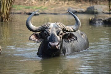 Obraz premium water buffalo in the river