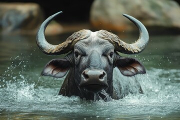 Fototapeta premium buffalo in water