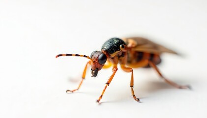 Close-up of single insect on pure white background, detail, illustration, color