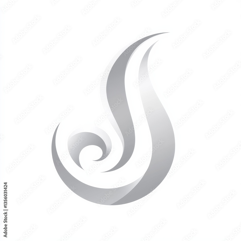 Poster elegant silver flow: abstract swirl design with smooth gradient on white background for modern brand