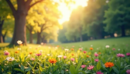 Fototapeta premium Abstract blurred nature scene, soft focus, calming tones, environment, blur, color