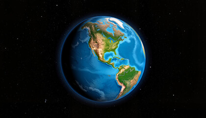 Fototapeta premium Vibrant Earth in space, illuminated by cosmic light, planetary beauty