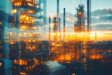 Fototapeta premium oil refinery plant at night