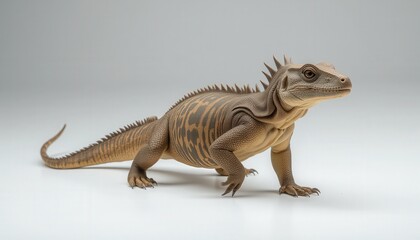 Obraz premium Brown reptile figurine standing against a light background 