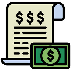 Payment outline color icon, mini illustration. use for economy, business, finance, ecommerce, payment service UI, UX kit, app and web development, digital or print.