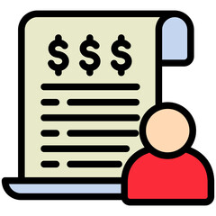 Customer Invoice outline color icon, mini illustration. use for economy, business, finance, ecommerce, payment service UI, UX kit, app and web development, digital or print.