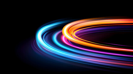 Abstract Colorful Light Trails in Dark Background