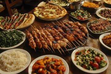 kebab chicken in platter meal