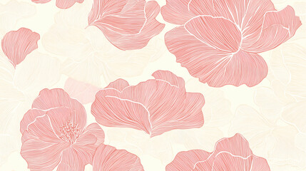 elegant pink floral pattern on soft cream background seamless pattern wallpaper