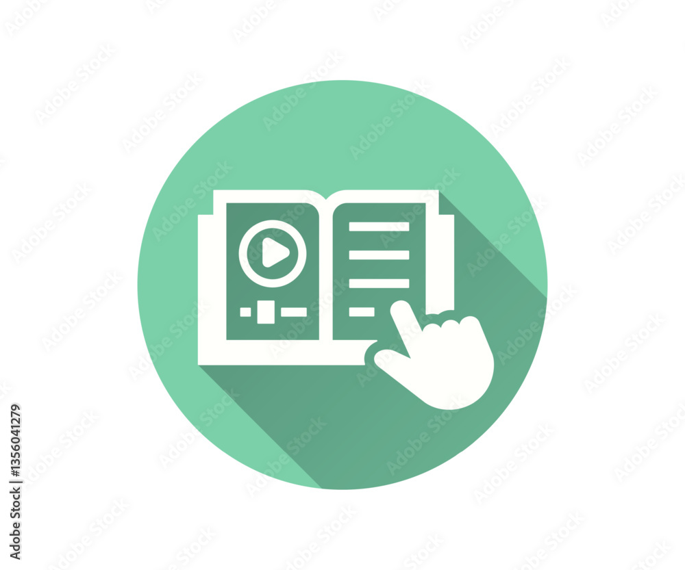 Poster digital book flat icon. simple illustration with long shadow for graphic and web design.