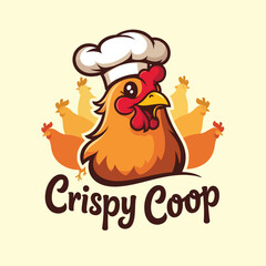 A friendly cartoon chicken mascot logo featuring a chef chicken with a spatula, perfect for restaurant branding and food-related vector illustrations.