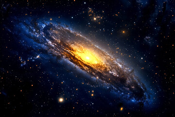 Fototapeta premium Vibrant galaxy in the cosmos showcases dazzling stars, celestial bodies, nebulae, and cosmic dust, capturing the breathtaking beauty of the universe