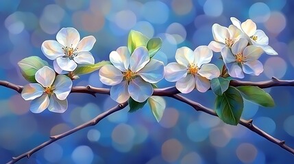 Spring Blossoms with Blue Bokeh.